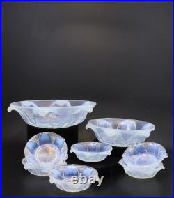 Ezan verre opalescent service à entremet dessert salade de fruit Art Déco