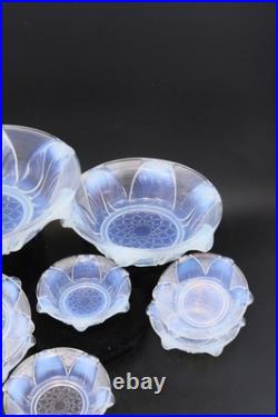 Ezan verre opalescent service à entremet dessert salade de fruit Art Déco Ezan verre opalescent service à entremet dessert salade de fruit Art Déco