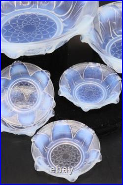 Ezan verre opalescent service à entremet dessert salade de fruit Art Déco