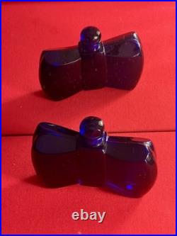 Flacon Vide Art Déco Baccarat Coque d'Or cristal bleu cobalt Papillon