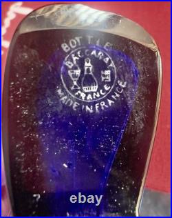 Flacon Vide Art Déco Baccarat Coque d'Or cristal bleu cobalt Papillon