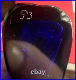 Flacon Vide Art Déco Baccarat Coque d'Or cristal bleu cobalt Papillon