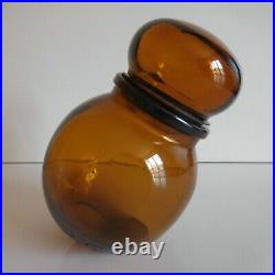 Flacon verre orange ambre LEVER CONTAINER made in BELGIUM vintage art déco N4868