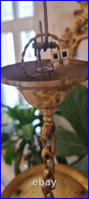 French Art Deco Bronze lustre in hexagonal shape with six thick cut glass panels