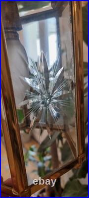 French Art Deco Bronze lustre in hexagonal shape with six thick cut glass panels