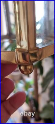 French Art Deco Bronze lustre in hexagonal shape with six thick cut glass panels