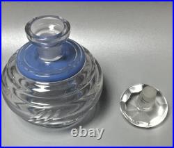 GARNITURE de TOILETTE ART DÉCO Verre peint en bleu Tchécoslovaquie Czech glass