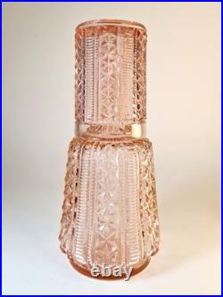 Garniture de toilette Art Déco rose poudré Verrerie de Scailmont