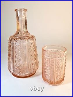 Garniture de toilette Art Déco rose poudré Verrerie de Scailmont