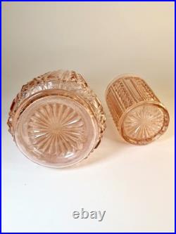 Garniture de toilette Art Déco rose poudré Verrerie de Scailmont