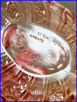 Garniture de toilette Art Déco rose poudré Verrerie de Scailmont