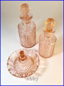 Garniture de toilette Art Déco rose poudré Verrerie de Scailmont