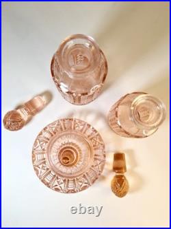 Garniture de toilette Art Déco rose poudré Verrerie de Scailmont