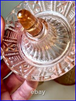 Garniture de toilette Art Déco rose poudré Verrerie de Scailmont