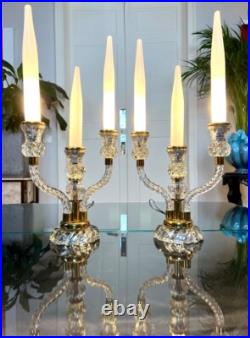 Girandoles Art Déco Paire de lampes Fausses bougies en Opaline Blanche