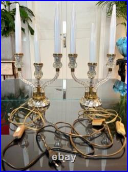 Girandoles Art Déco Paire de lampes Fausses bougies en Opaline Blanche