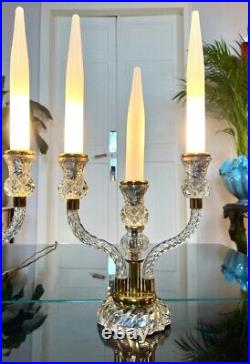 Girandoles Art Déco Paire de lampes Fausses bougies en Opaline Blanche