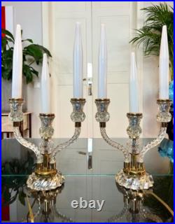 Girandoles Art Déco Paire de lampes Fausses bougies en Opaline Blanche