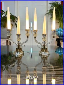 Girandoles Art Déco Paire de lampes Fausses bougies en Opaline Blanche