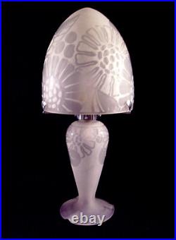 Goujon & Pedemay Ets Nancéa Lampe Champignon Art Déco En Verre Gravé 1930