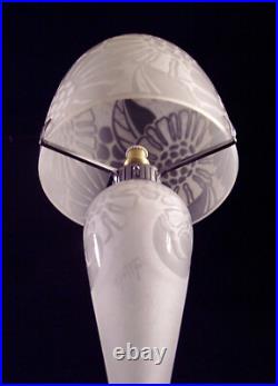 Goujon & Pedemay Ets Nancéa Lampe Champignon Art Déco En Verre Gravé 1930