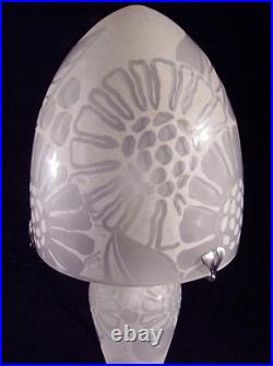 Goujon & Pedemay Ets Nancéa Lampe Champignon Art Déco En Verre Gravé 1930