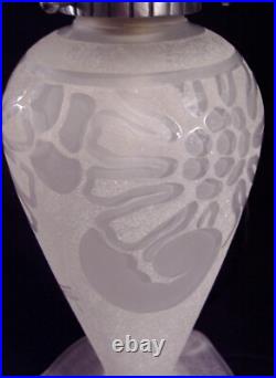 Goujon & Pedemay Ets Nancéa Lampe Champignon Art Déco En Verre Gravé 1930
