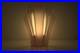 Grand Vase Art Deco Eventail Gratte-Ciel Verre Presse Rose Satine Acide 1930