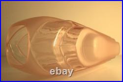 Grand Vase Art Deco Eventail Gratte-Ciel Verre Presse Rose Satine Acide 1930 Grand Vase Art Deco Eventail Gratte-Ciel Verre Presse Rose Satine Acide 1930