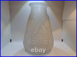 Grand Vase Art Déco en Verre Moulé Irisé Signé Dessous Muller Frères Lunéville