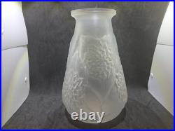 Grand Vase Art Déco en Verre Moulé Irisé Signé Dessous Muller Frères Lunéville