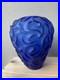 Grand Vase Art deco Bleu France Cristalerie de Haute Bretagne cristal verre poli