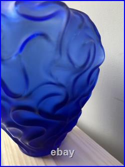 Grand Vase Art deco Bleu France Cristalerie de Haute Bretagne cristal verre poli