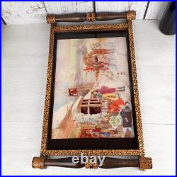 Grand plateau pour cocktails et liqueurs en verre & bois cuivre Art Déco France