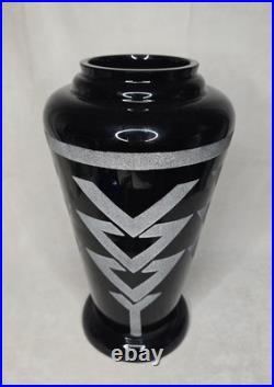 Grand vase ART DECO verre noir Hyalite Art Deco Geometrique Moderniste HELLER