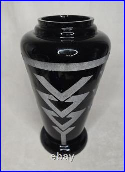 Grand vase ART DECO verre noir Hyalite Art Deco Geometrique Moderniste HELLER