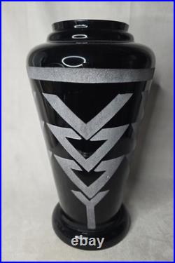 Grand vase ART DECO verre noir Hyalite Art Deco Geometrique Moderniste HELLER