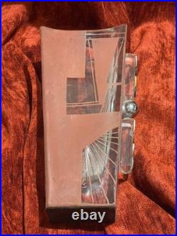 Grand vase Art Déco Anatole Riecke signé daté 1937 cubisme vere métal & nacre