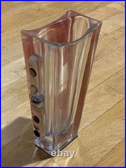 Grand vase Art Déco Anatole Riecke signé daté 1937 cubisme vere métal & nacre