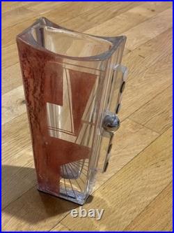 Grand vase Art Déco Anatole Riecke signé daté 1937 cubisme vere métal & nacre