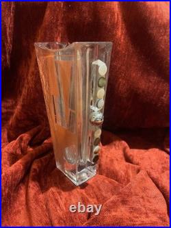 Grand vase Art Déco Anatole Riecke signé daté 1937 cubisme vere métal & nacre