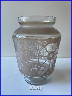 Grand vase art déco verre dégagé à l'acide LORRAIN FRANCE Daum