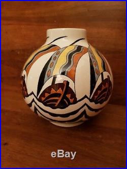Grand vase boule Art Deco KERAMIS décor 1427 H 24 cm
