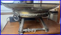 Grande Coupe À Fruits Verre Fumé Taillé Centre De Table Art Déco