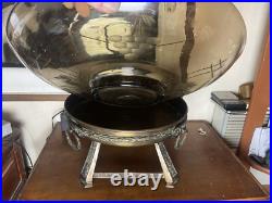 Grande Coupe À Fruits Verre Fumé Taillé Centre De Table Art Déco