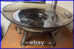 Grande Coupe À Fruits Verre Fumé Taillé Centre De Table Art Déco