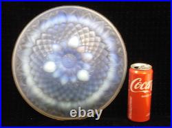 Grande Coupe Art Deco Verre Opalescent Décor Relief Geometrique Glass Cup