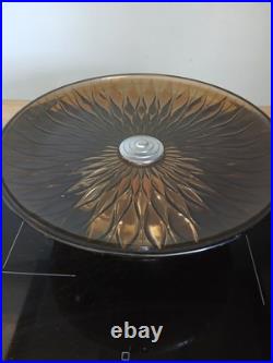 Grande Coupe Art Déco en verre moule sur Pied Dauphins