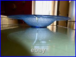 Grande Coupe En Verre Verlys France Moulé Pressé Givré Art Déco Bulles Fruits