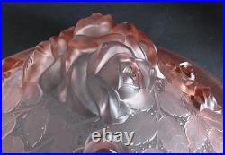 Grande Vasque Art Deco bouquet de roses Verre pressé Muller pour lustre lampe